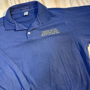 Vintage 1993 Hilton Mens XL Navy Blue Polo Collar Sweatshirt Richmond Gravure